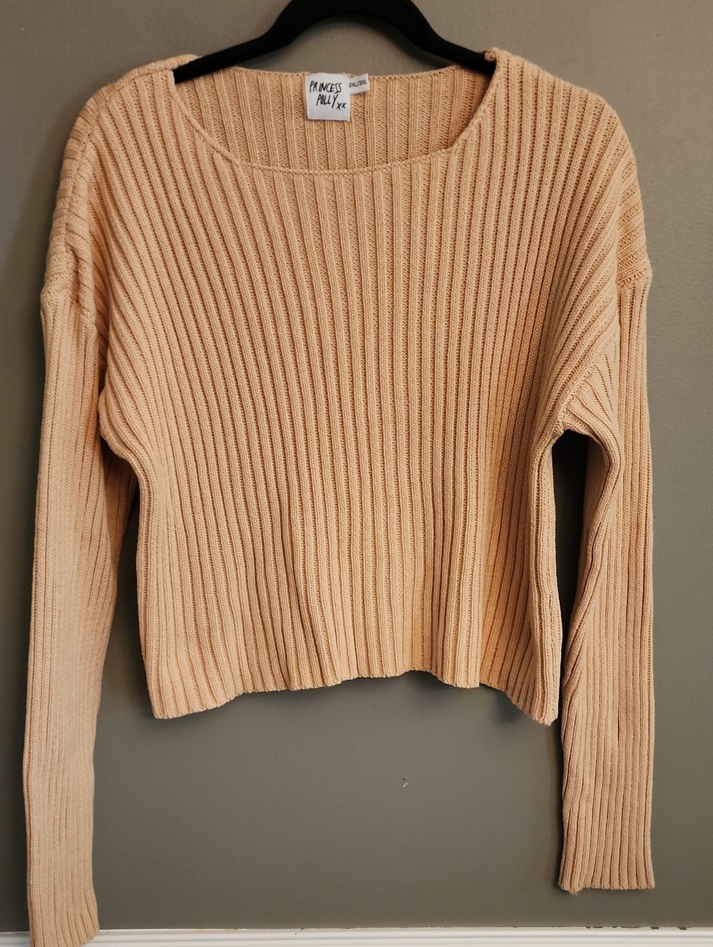 Princess Polly Beige Ribbed Cropped Sweater